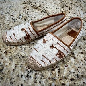 Tory Burch “Shaw” Cream and Natural Espadrilles